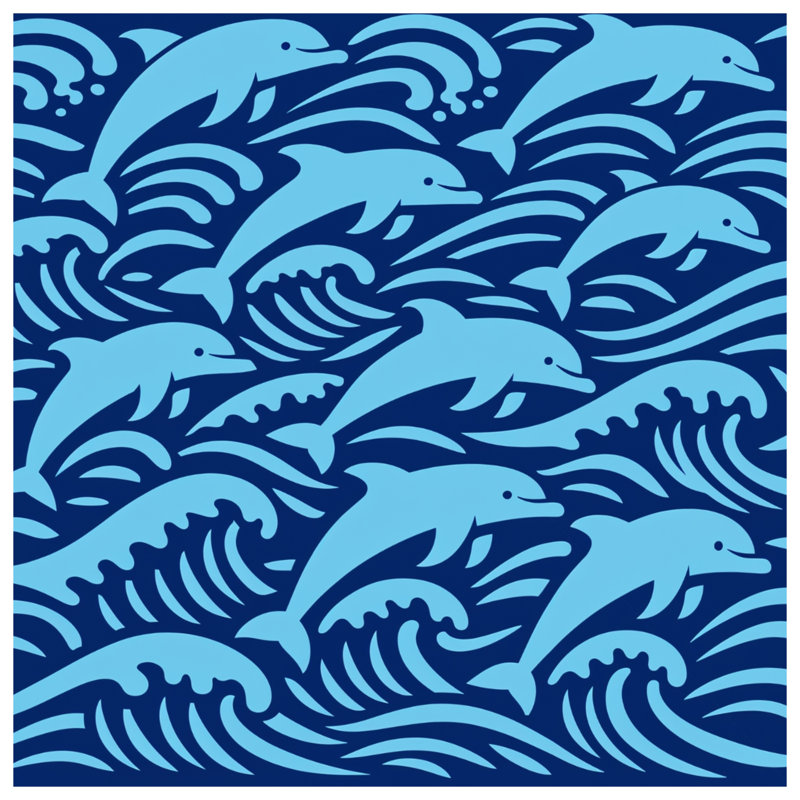 Blue Dolphins Waves Double Sided Throw Pillows, 20 x 20 inches