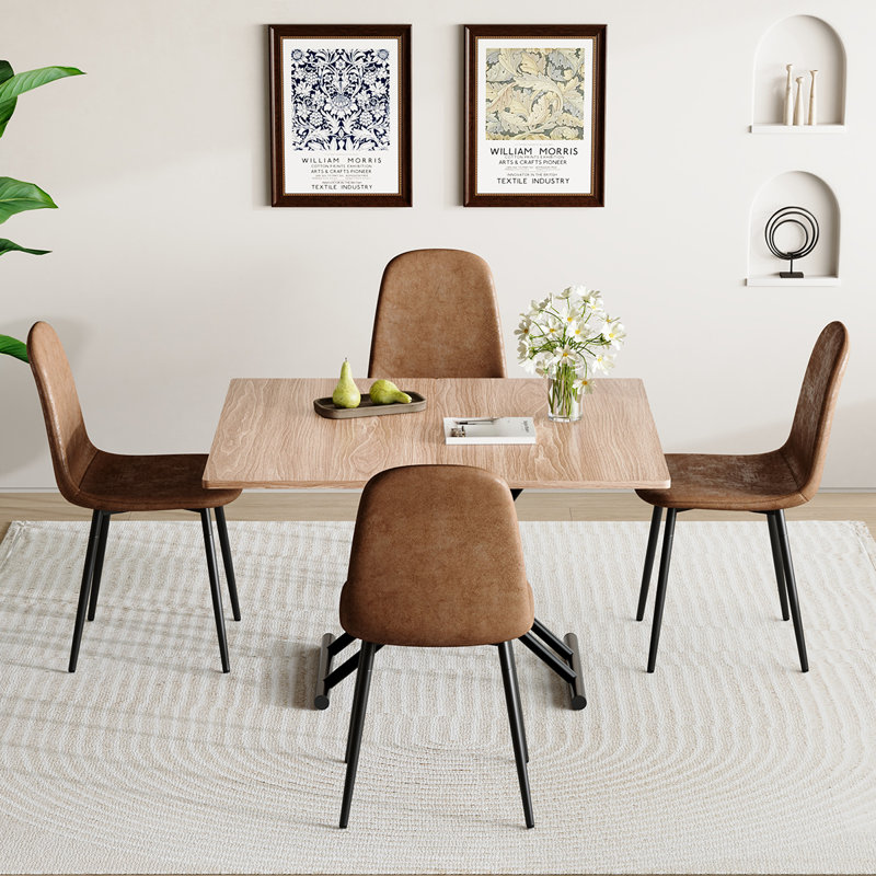 Ensemble de table de salle à manger 4 personnes, table pliante avec base en métal, table de salle à manger avec chaises