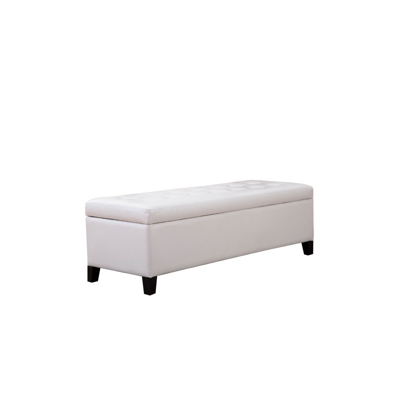 Banc de rangement en faux cuir, Blanc