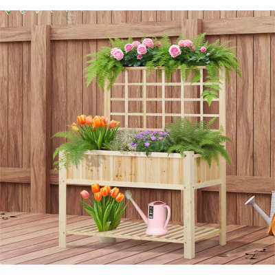Lit de jardin surélevé en bois, boîte à fleurs surélevée de style Coutryside