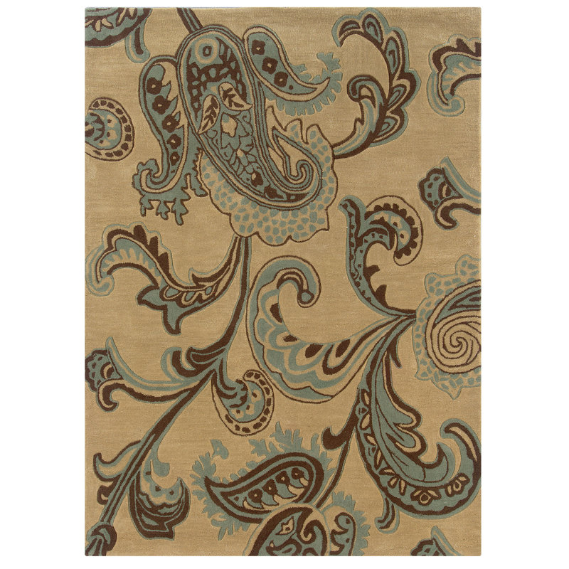 Equelle Hand Tufted Paisley Indoor Rug, Rectangle 5' x 7'
