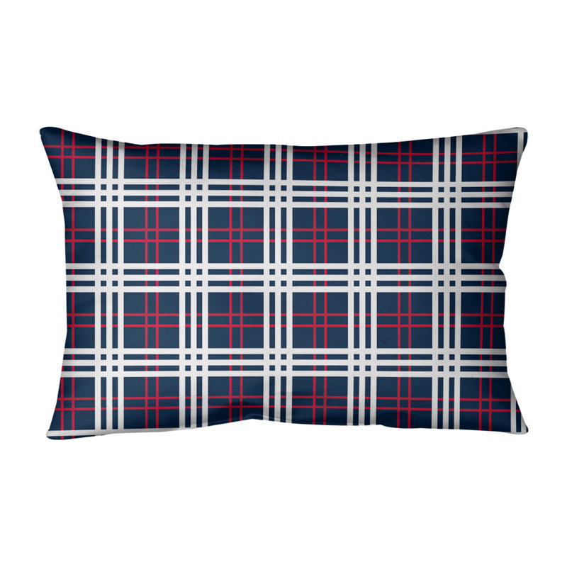 Housse de coussin et insert rectangulaires Luxury, Bleu nautique / rouge / blanc, Polyester sergé
