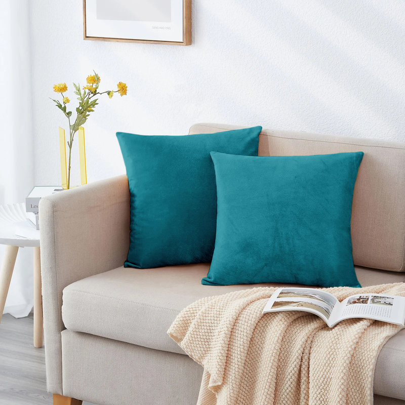 Perfas Square Scatter Crushed Velvet Cushion Cover, Teal