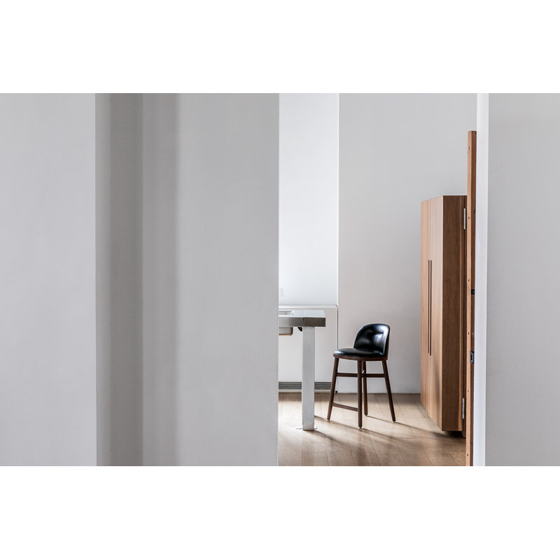 Bund Upholstered Stool with Solid Wood Frame
