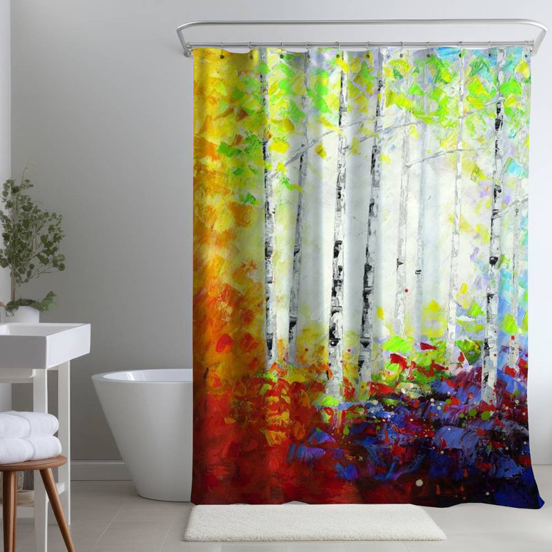 Shower Curtain LA1 – Polyester Shower Curtain, Dye Sublimation Print, 71" W × 74" L