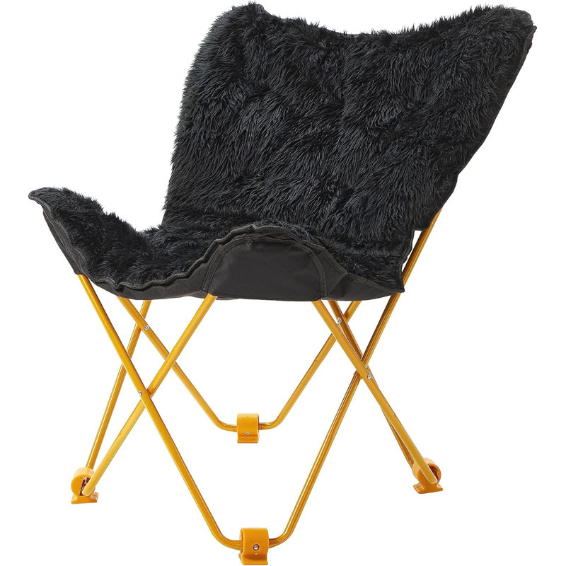 Fauteuil papillon l 360 po Lehman, Similifourrure noire