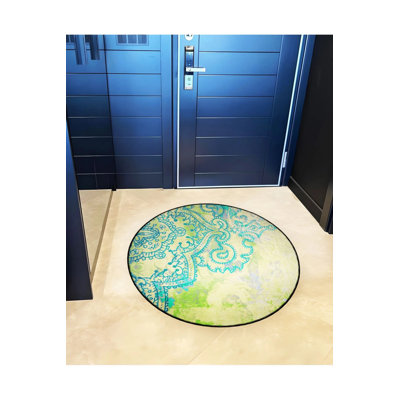 Green Blue Moroccan Ethnic Area Rug