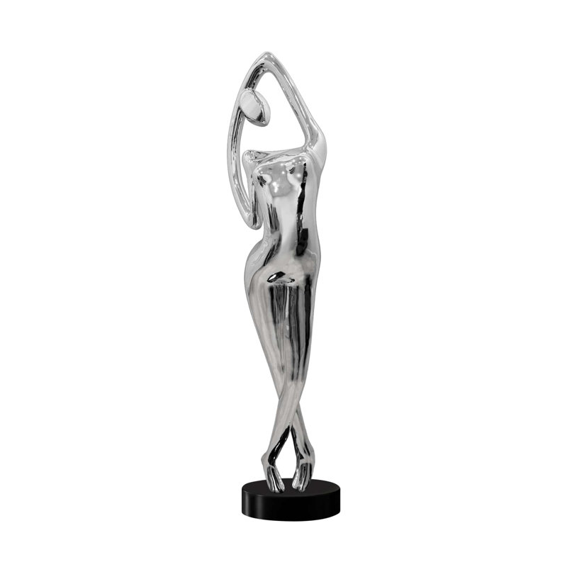 Sculpture femme en chrome et céramique