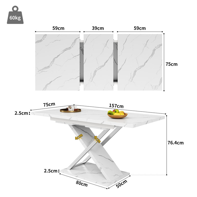 Extendable Metal Base Dining Table