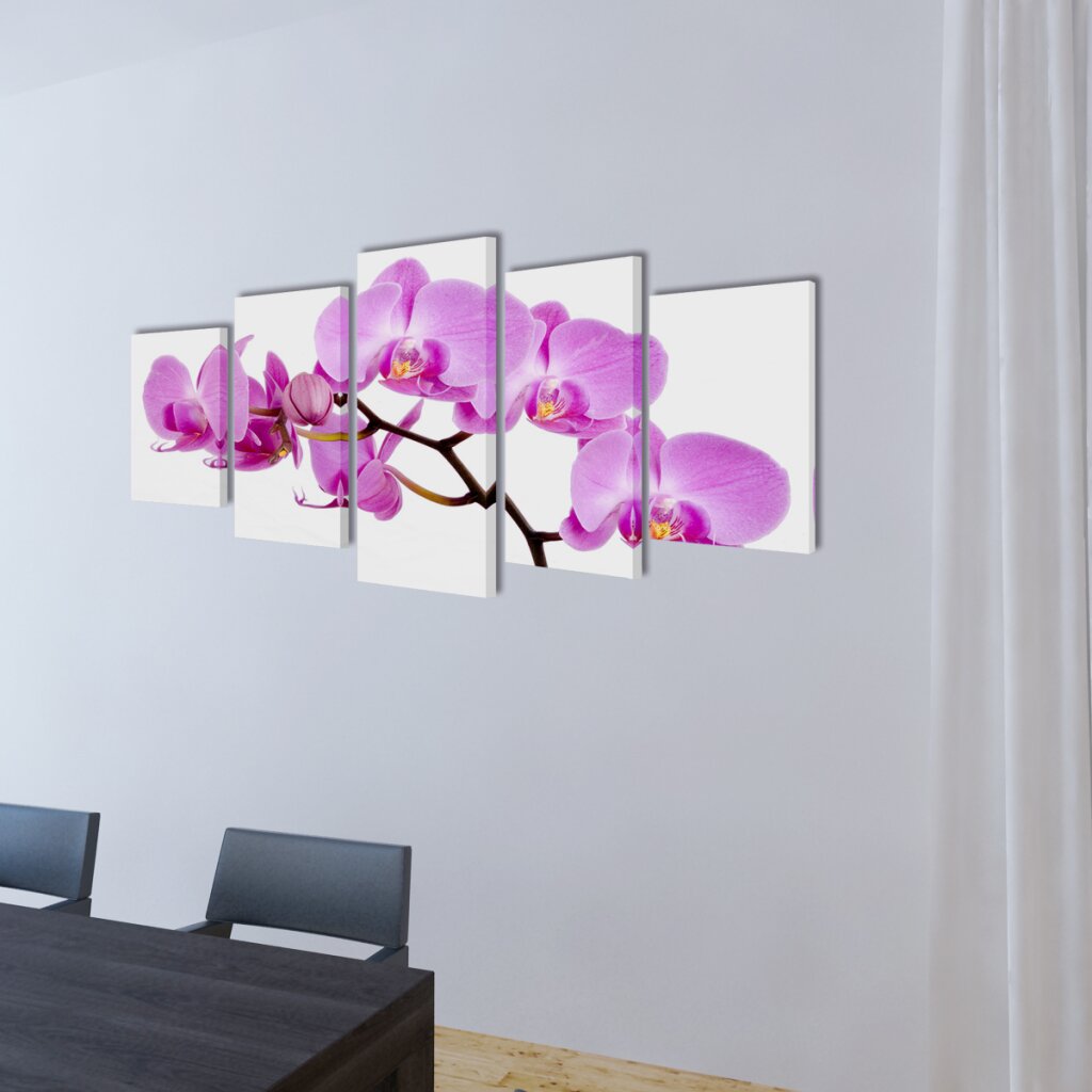 5-tlg. Leinwandbilder-Set Pink Orchid