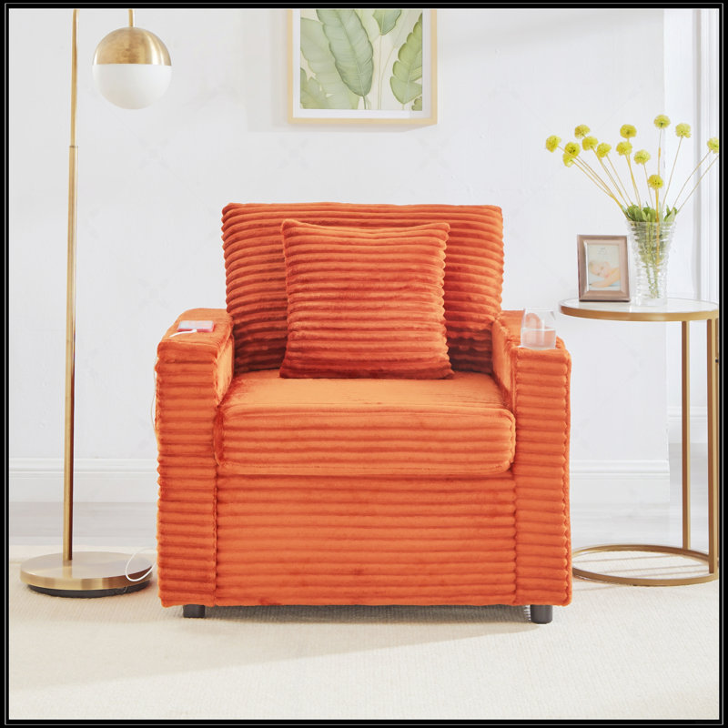 Canapé confortable moelleux en velours côtelé, Orange