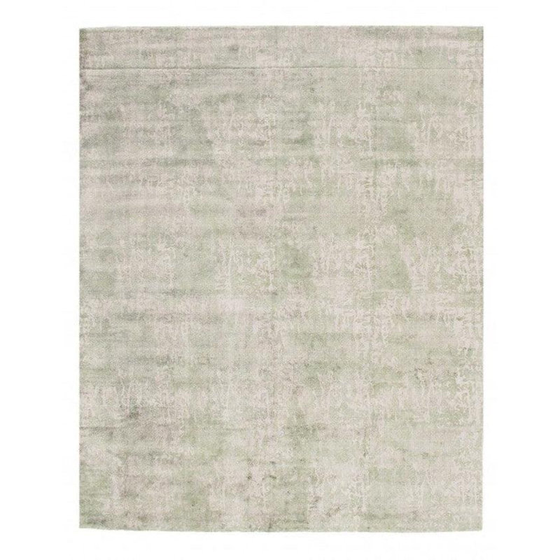 Tapis gris en laine et en coton noué à la main 8 pi x 10 pi sans motif et sans couleur unie