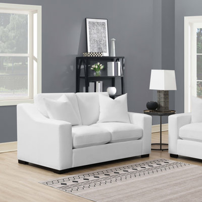 Latoria Upholstered Sloped Arm Loveseat White by Hokku Designs