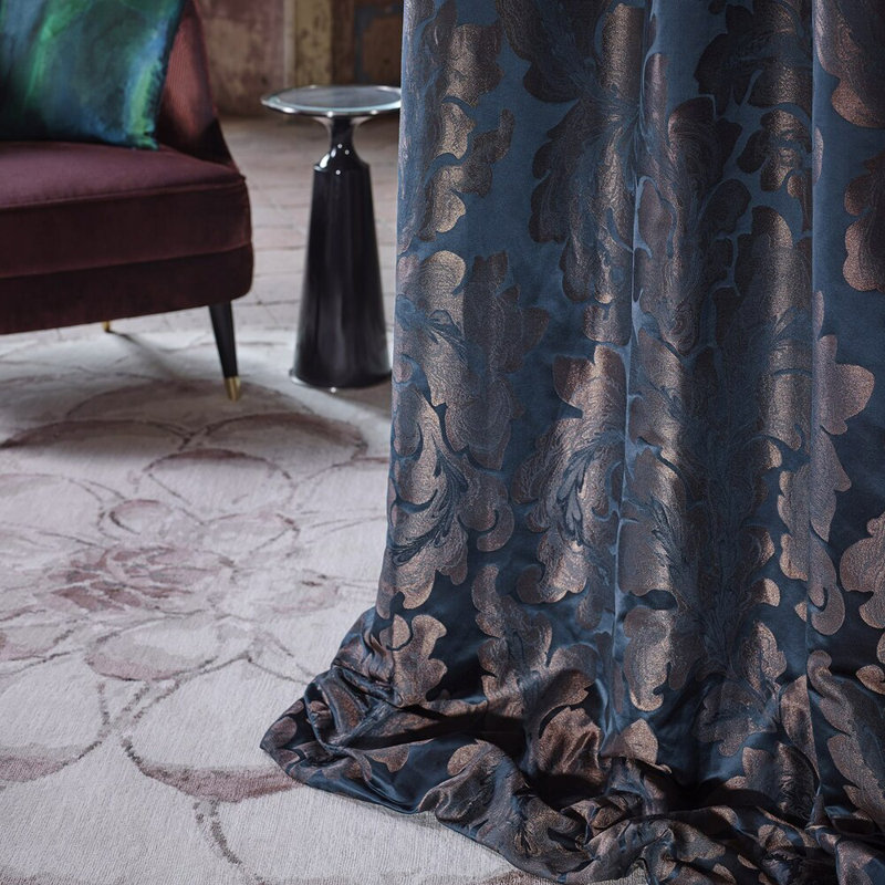 Acantha Silk Fabric, Prussian Blue