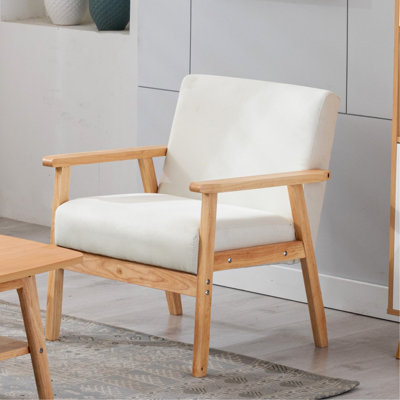 Chaise en lin beige, structure avec structure en bois massif lin 25 po Mid-Century, structure
