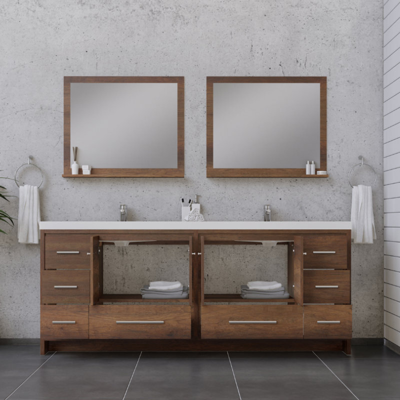 Ensemble de meuble-lavabo double 84 po Feike, Blanc
