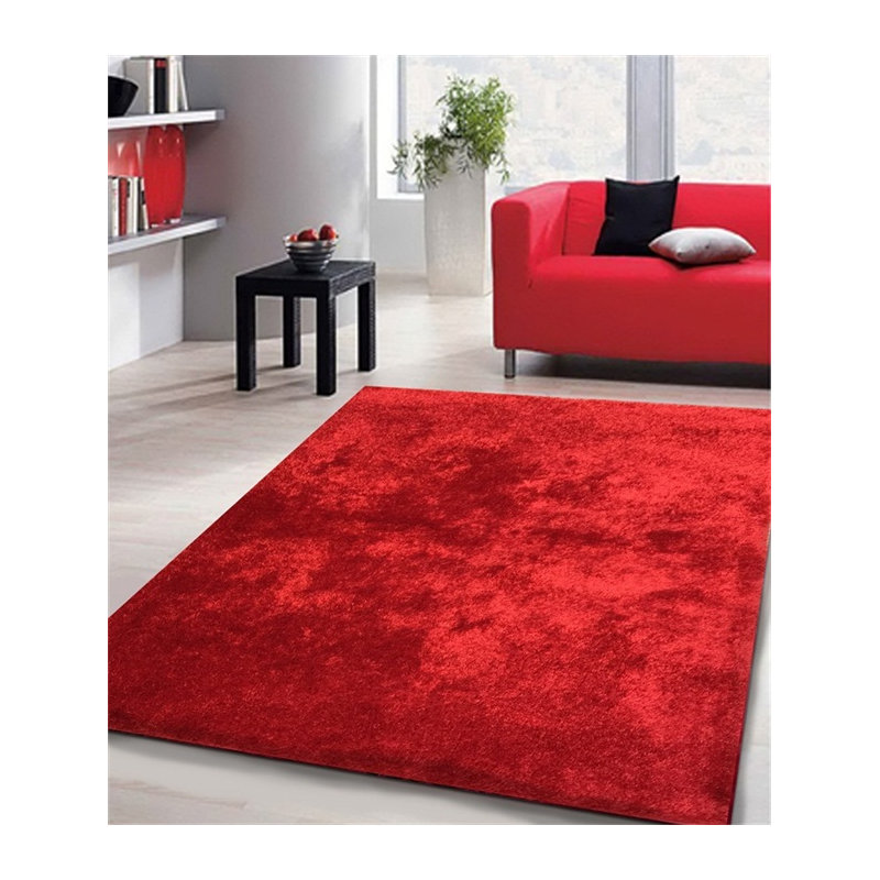 Tapis rouge touffeté à la main Hargett, Rectangle 5 pi x 7 pi