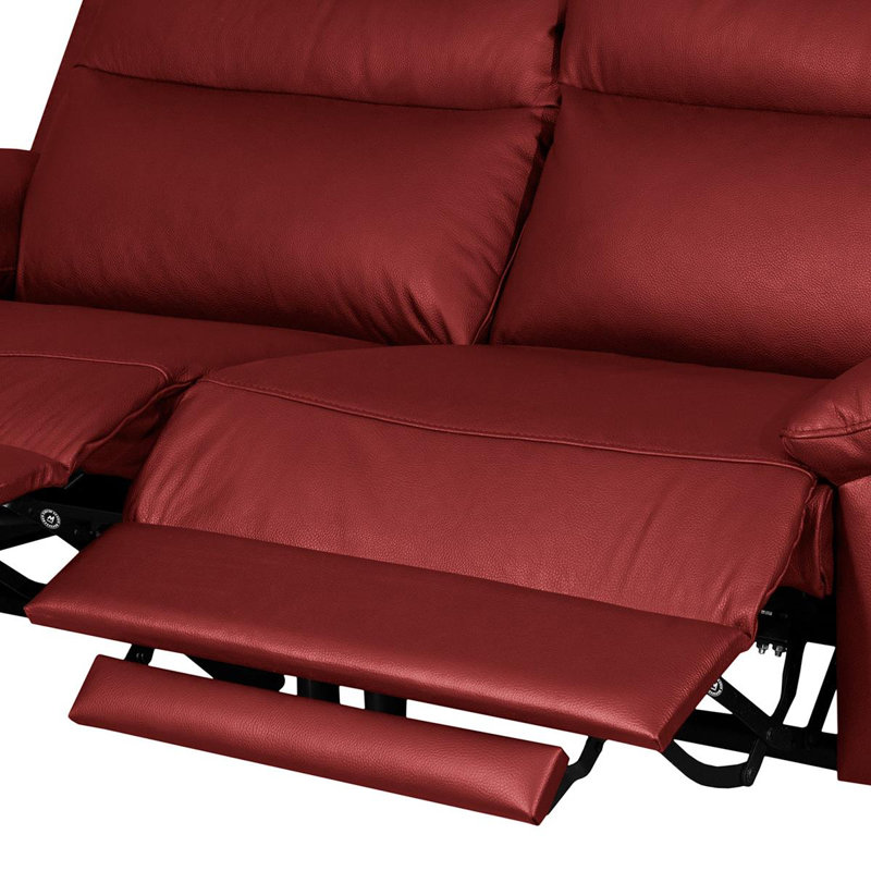 Edema Genuine Leather 2 Seater Reclining Sofa, Red, 3