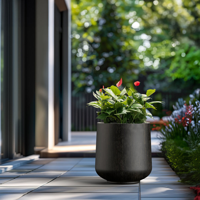 Grand pot à fleurs Brenno, H 17,32 po x l 16,54 po x P 16,54 po, Noir bronzé