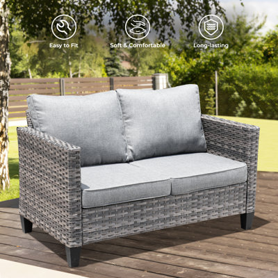 Lovall 50.39 " W Straight Powder Coated Steel Loveseat with Cushions