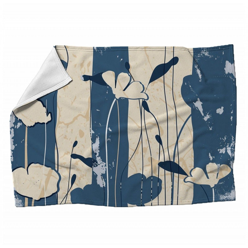 Trendy Floral Plush Throw Blanket, Throw