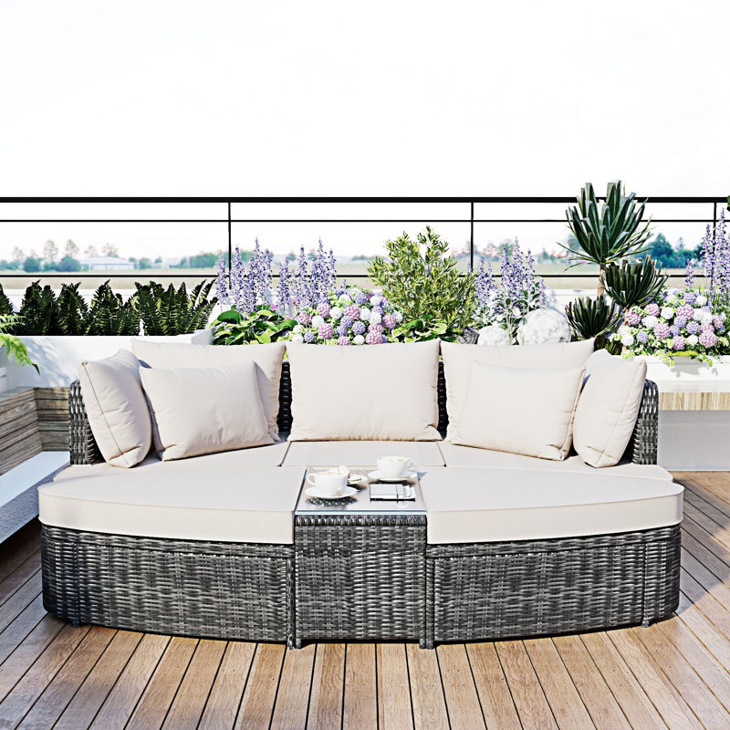 Ensemble de conversation pour patio 6 pièces, Beige, Gris