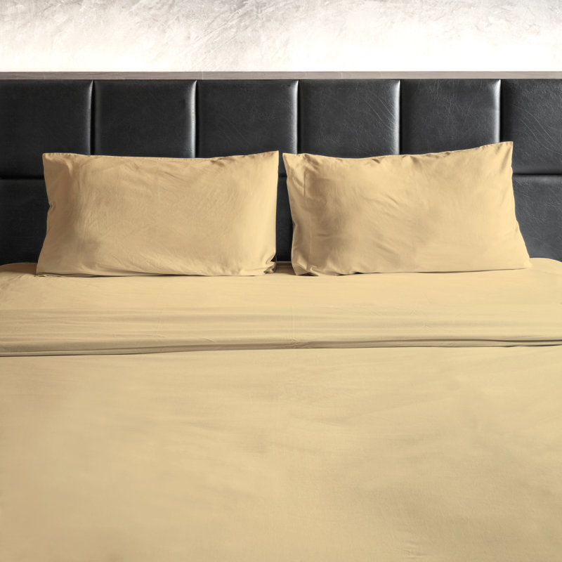 Ensemble de draps en micro-fibre, Crème, Ensemble de draps pour très grand lit + un drap-h