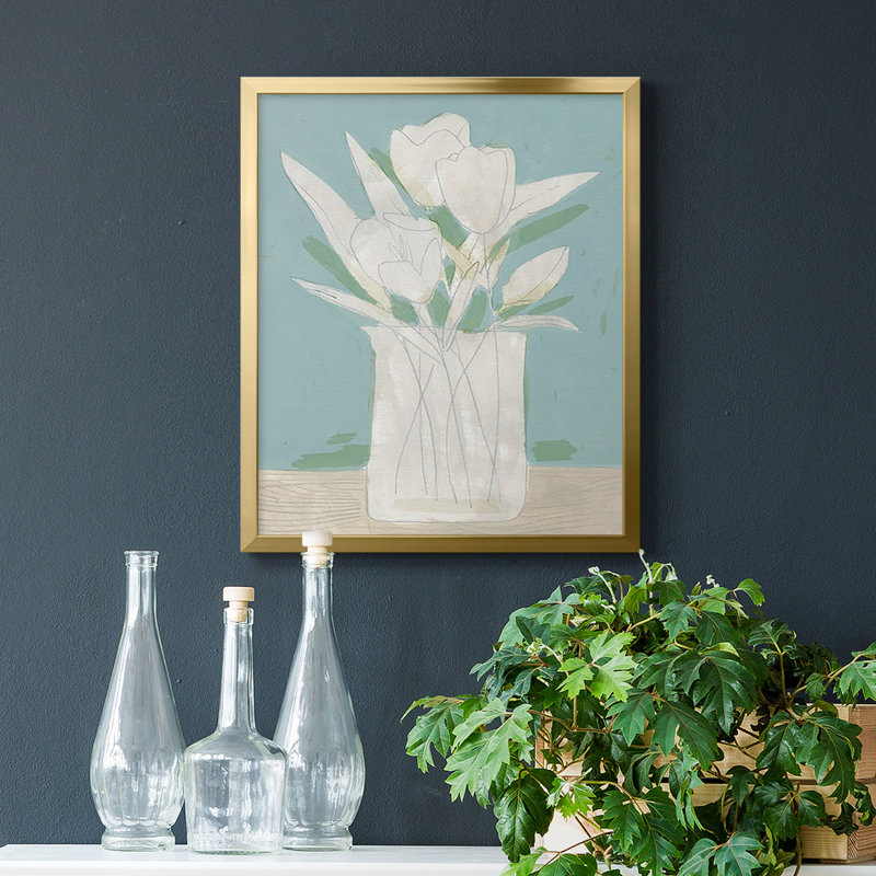 Toile encadrée haut de gamme Muyed Spring Arrangement II - prête à être accrochée, Or, H 20 po x l 16 po