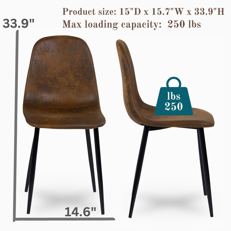 Keisuke Soft Upholstered Solid Back Side Chairs for Dining Room, Coffee Shop, Living Room, Brown