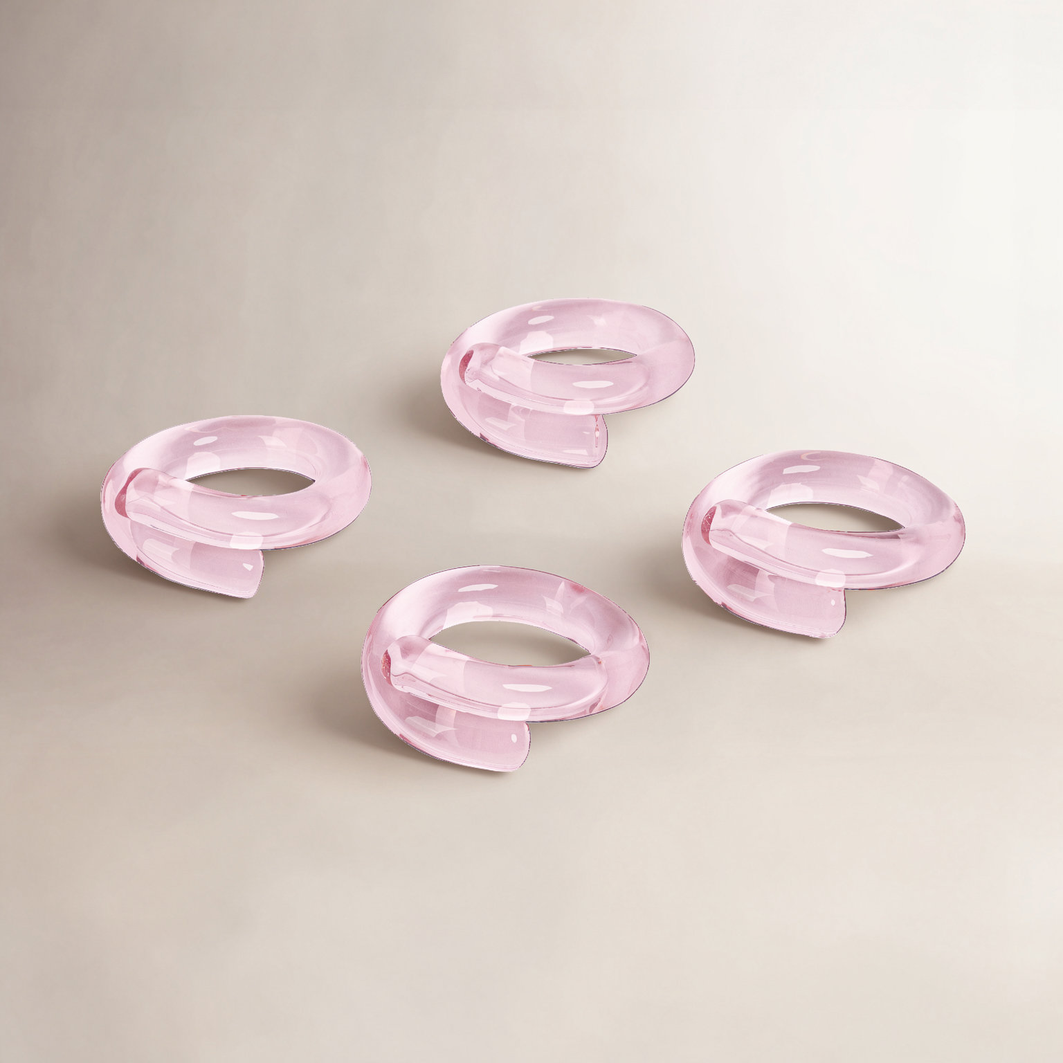 Over and Back Glass Napkin Rings, Pink