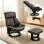 Fauteuils de massage pivotants avec repose-pieds, revêtement en cuir PU, base en bois, style cinéma moderne-769452244