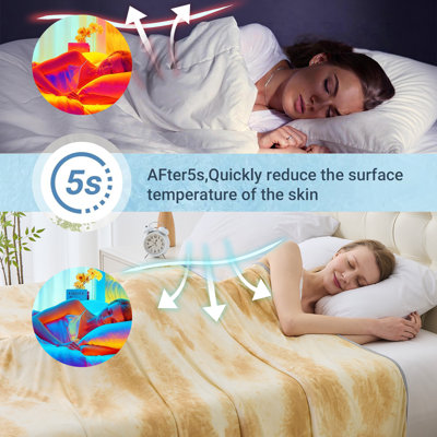 Couverture rafraîchissante PFASDFW pour les personnes qui ont chaud la nuit, absorbe la chaleur pour garder les adultes au frais, jeté d'été tie-dye, couverture légère et douce pour le canapé, le lit, les voyages et le camping, kaki, 1 place (152 x 203 cm)