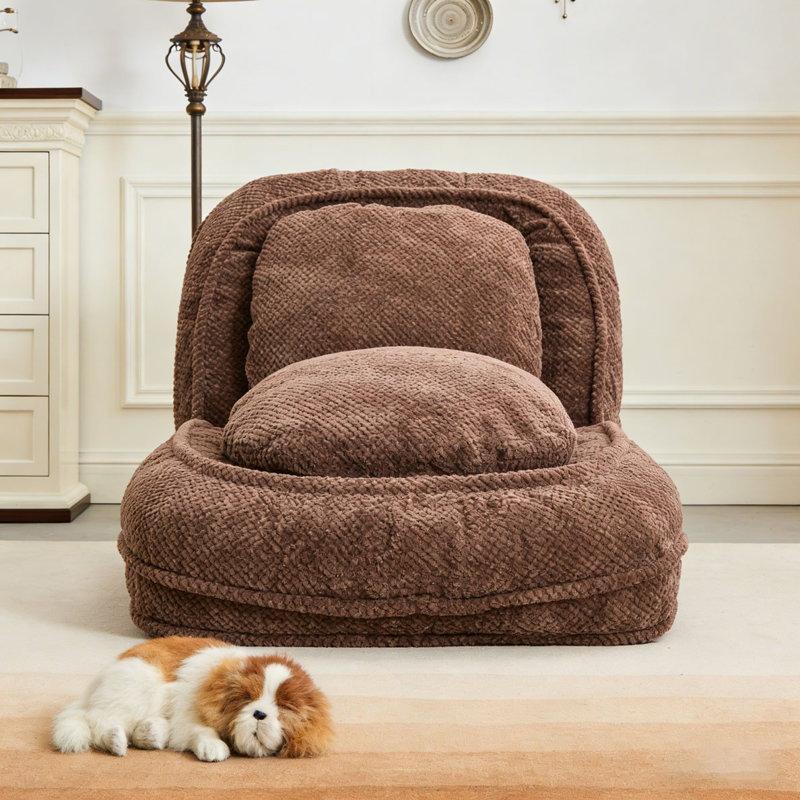 Lazy Sofa Couch ,5 Adjustable Position, Brown Polyester