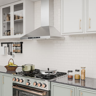 600CFM Convertible Ducted To Ductless Wall Mount Range Hood In Stainless Steel 3-Speed With LED Lights