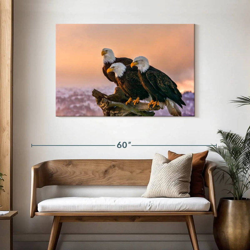 Brampt Three American Bald Eagles, 30" H x 45" W