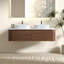 Meuble-lavabo de 60 po avec lavabo, meuble-lavabo mural noyer avec porte-serviettes gratuit-134280861-134280863