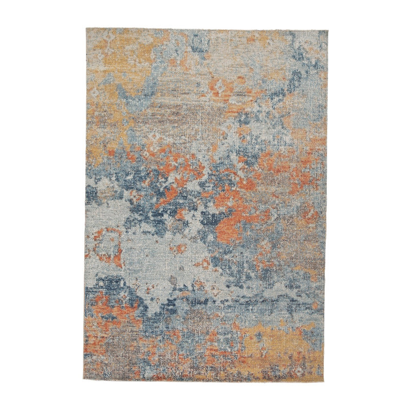Tapis Allen, intérieur extérieur, polyester abstrait multicolore brillant, Rectangle 5 pi 3 po x 7 pi