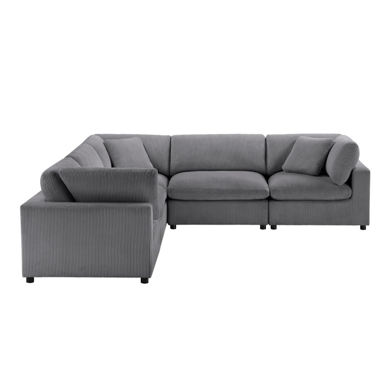 Chelsea Modular 5Piece Sectional  Charcoal, Polyester - Charcoal