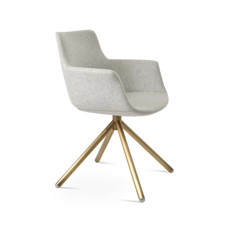 Chaise pivotante en laine Bottega, Gris foncé, Or
