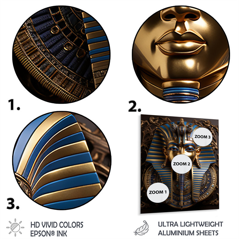 Égyptien Pharaons Regalia - Égypte, reproduction d'art sur métal, H 20 po x l 12 po