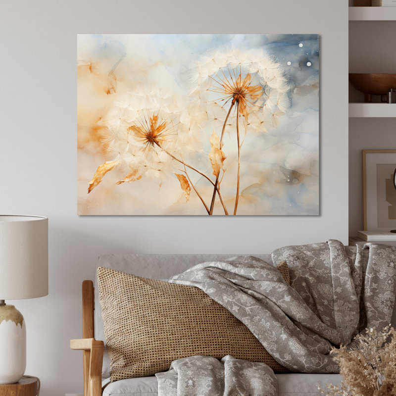 Pissenlit pétale pureté - impression florale sur métal, H 16 po x l 32 po