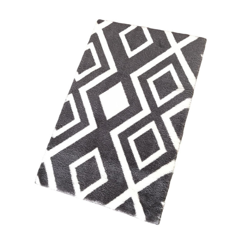 Stylish Area Rug, 50 x 80 cm (1.6 x 2.6 ft), Anthracite & White, 100% Polyester | Vacuum Cleaner Safe, Non-Machine Washable, Durable & Elegant Design for Living Room, Bedroom, or Office Decor