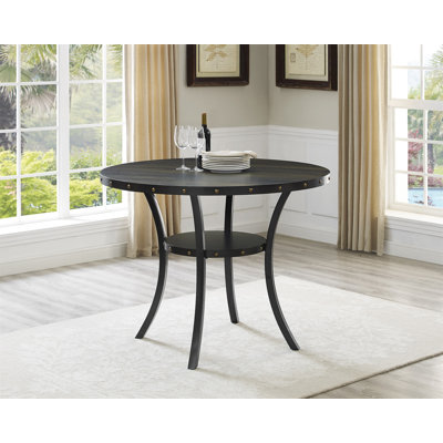 Biony Dining Collection Counter Height Nailhead Round Dining Table (Only Tables, No Chairs)