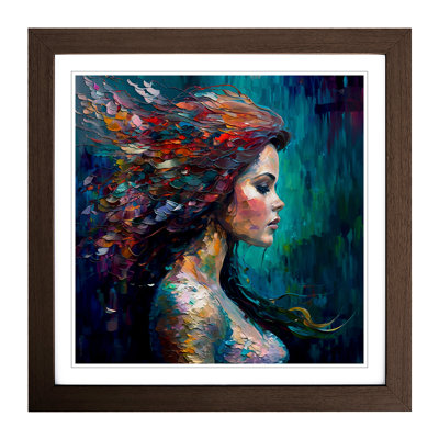 Mermaid Palette Knife Painting - Framed Print