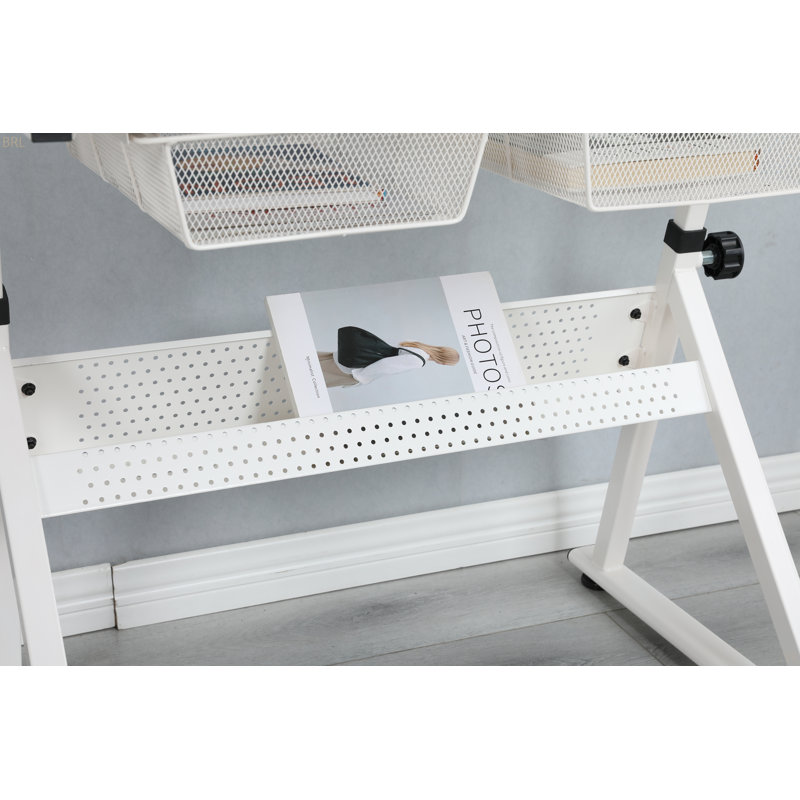WHITE Table à dessin réglable en verre trempé avec chaise