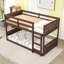 Lit superposé simple en bois rustique avec garde-corps et échelle-1218046278