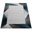 Tapis à bordure avec motif géométrique gris turquoise et découpe de contour-427337380