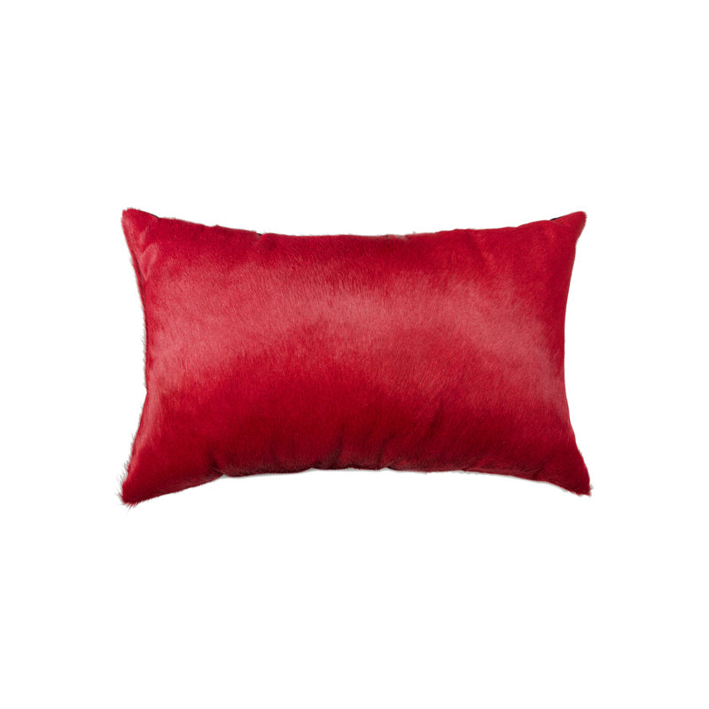 12" x 20" Chevron Cowhide Throw Pillow, Wine