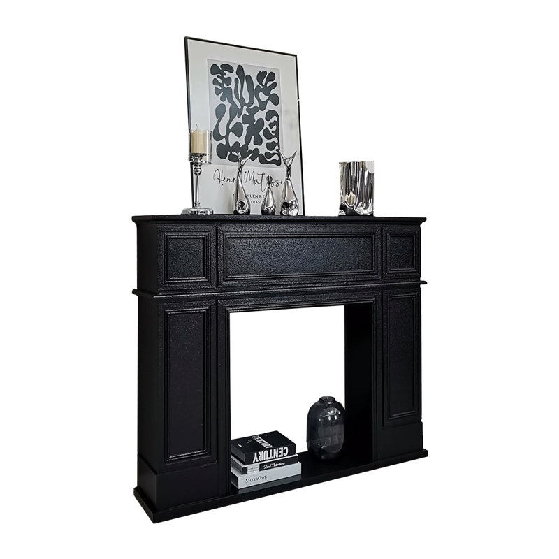 Manufactured Wood Freestanding Fireplace, 39.37"H x 47.24"W x 10.63"D, Black