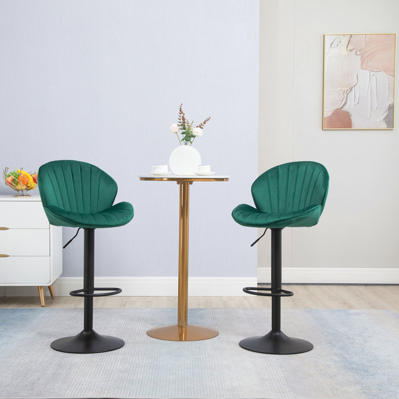 Ensemble de 2 tabourets de bar réglables avec dossier et repose-pieds, chaises de bar à hauteur de comptoir pour la cuisine, pub - vert